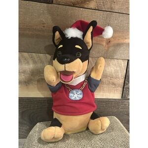 Gemmy Animated Hip-Hop Doberman Dog in Santa Suit Musical Plush Working Vintage‎